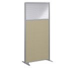 Partition B-Zen with half-glazed fabric and gray frame - without base