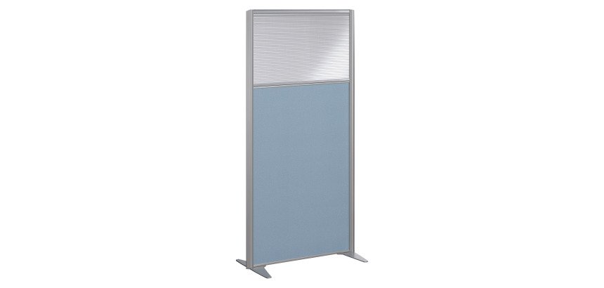 Cloison B-Zen semi-vitrée tissu cadre gris L 81 x H 180 cm