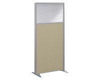 Cloison B-Zen semi-vitrée tissu cadre gris - sans piètement