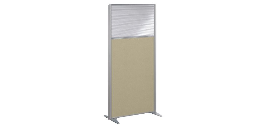 Cloison B-Zen semi-vitrée tissu cadre gris L 81 x H 180 cm