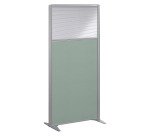 Partition B-Zen with half-glazed fabric and gray frame - without base