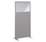 Partition B-Zen with half-glazed fabric and gray frame - without base