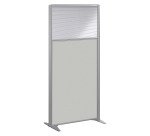 Cloison B-Zen semi-vitrée bois cadre gris argent L 81 x H 180 cm