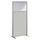 Cloison B-Zen semi-vitrée bois cadre gris argent L 81 x H 180 cm
