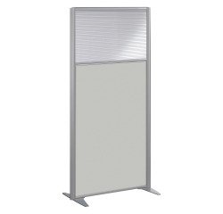 Cloison B-Zen semi-vitrée bois cadre gris argent L 81 x H 180 cm