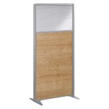 Cloison B-Zen semi-vitrée bois cadre gris argent L 81 x H 160 cm