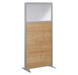 Cloison B-Zen semi-vitrée bois cadre gris argent L 81 x H 160 cm