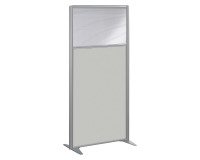 Cloison B-Zen semi-vitrée bois cadre gris argent L 81 x H 160 cm