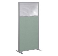 Cloison B-Zen acoustique semi-vitrée tissu cadre gris L 81 x H 160 cm