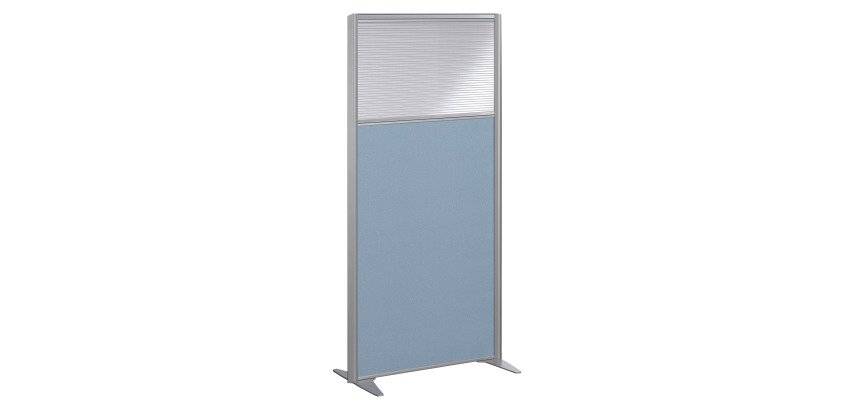 Cloison B-Zen acoustique semi-vitrée tissu cadre gris L 81 x H 160 cm