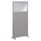 Semi-glazed acoustic B-Zen partition with grey fabric frame - without legs