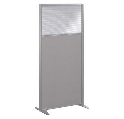 Cloison B-Zen acoustique semi-vitrée tissu cadre gris L 81 x H 180 cm