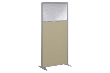 Cloison B-Zen acoustique semi-vitrée tissu cadre gris - sans piètement