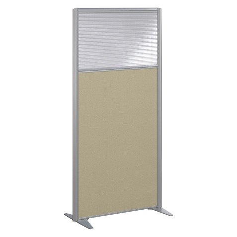 Semi-glazed acoustic B-Zen partition with grey fabric frame - without legs