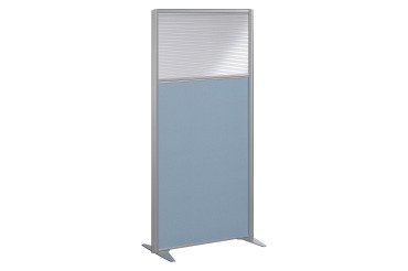 Cloison B-Zen acoustique semi-vitrée tissu cadre gris - sans piètement