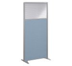 Cloison B-Zen acoustique semi-vitrée tissu cadre gris L 81 x H 180 cm
