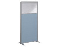 Semi-glazed acoustic B-Zen partition with grey fabric frame - without legs