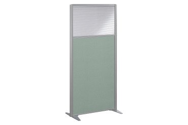 Semi-glazed acoustic B-Zen partition with grey fabric frame - without legs