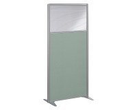 Cloison B-Zen acoustique semi-vitrée tissu cadre gris - sans piètement