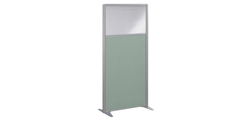 Cloison B-Zen acoustique semi-vitrée tissu cadre gris L 81 x H 180 cm