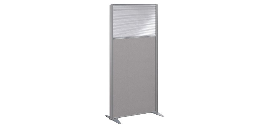 Cloison B-Zen acoustique semi-vitrée tissu cadre gris L 81 x H 160 cm