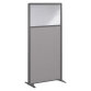 Partition B-Zen half-glazed fabric grey clay frame - without base