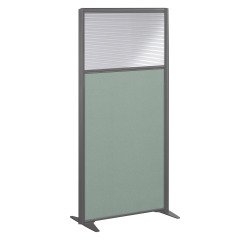 Trennwand B-Zen halb verglast mit grauem Tonstoffrahmen - ohne Gestell