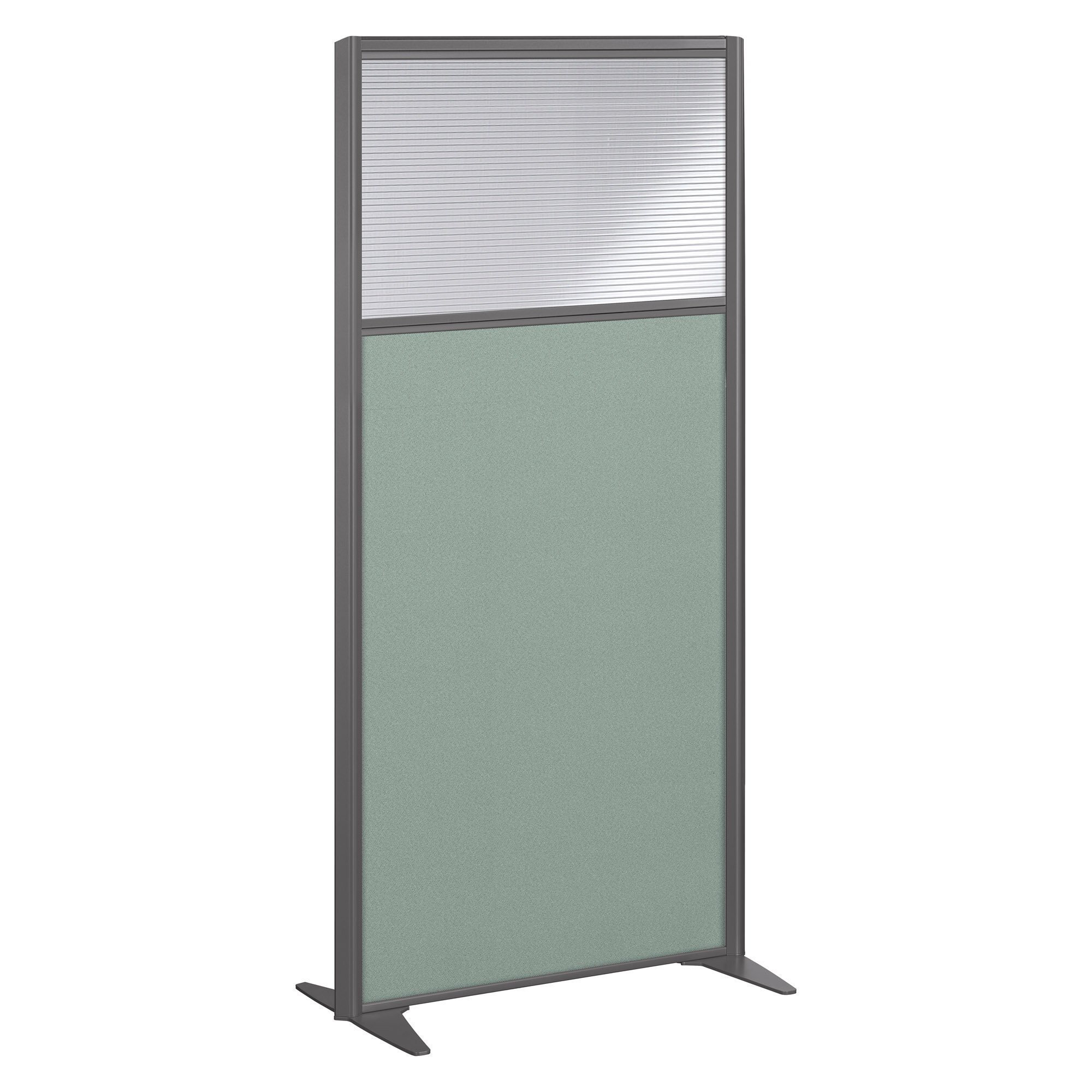 Semi-glazed B-Zen partition with anthracite frame and fabric - without feet