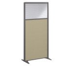 Partition B-Zen half-glazed fabric grey clay frame - without base