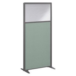 Cloison B-Zen acoustique semi-vitrée tissu cadre gris argile - sans piètement