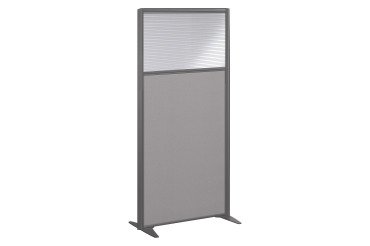 Cloison B-Zen acoustique semi-vitrée tissu cadre gris argile - sans piètement