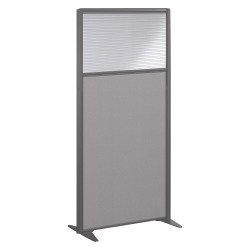 Partition B-Zen acoustic semi-glazed partition, gray clay fabric frame - without legs