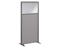 Partition B-Zen acoustic semi-glazed partition, gray clay fabric frame - without legs