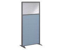 Cloison B-Zen acoustique semi-vitrée tissu cadre anthracite L 81 x H 160 cm