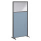 Partition B-Zen acoustic semi-glazed partition, gray clay fabric frame - without legs