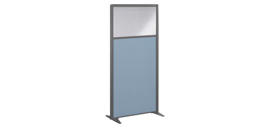 Cloison B-Zen acoustique semi-vitrée tissu cadre anthracite L 81 x H 180 cm