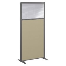 B-Zen semi-glazed acoustic partition with anthracite fabric frame - without legs