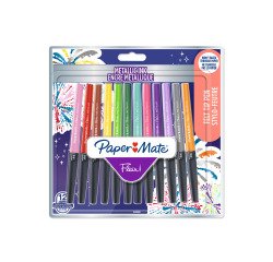 Bolígrafo Paper Mate Flair metálico escritura media - Paquete de 12