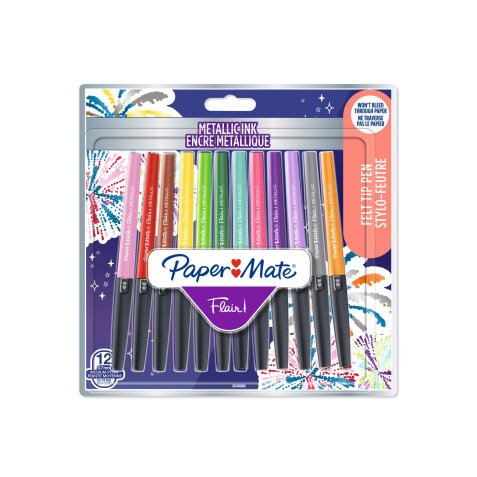 Stylo Filzstift Paper Mate Flair Metallic mittlere Schreibspitze - Packung mit 12