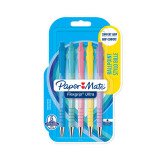 Balpen Papermate Flexgrip Ultra pastel behuizing inklikbare punt medium 1 mm zwarte inkt - blister van 5