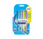 Stylo bille Papermate Flexgrip Ultra corps pastel rétractable pointe moyenne 1 mm  encre noire - Blister de 5