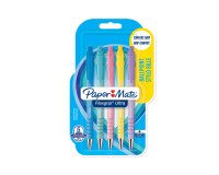 Stylo bille Papermate Flexgrip Ultra corps pastel rétractable pointe moyenne 1 mm  encre noire - Blister de 5
