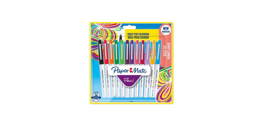 Stylo feutre Papermate Flair Bold écriture large - Blister de 12