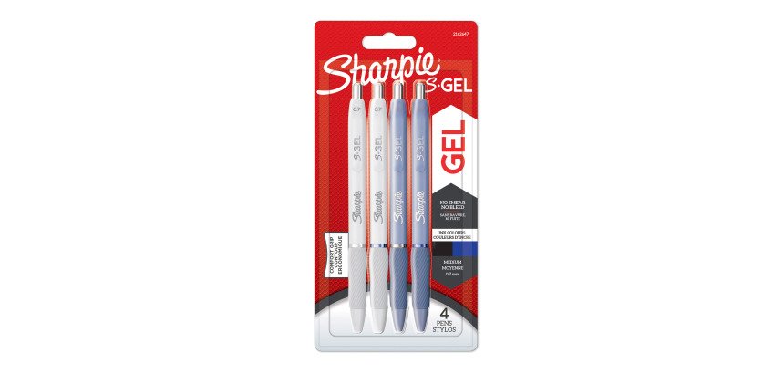 Stylo roller Sharpie S-Gel Fashion rétractable pointe 0,7 mm - écriture moyenne - Blister de 4