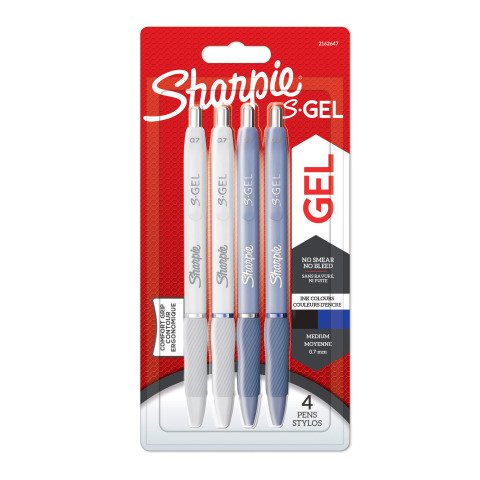 Bolígrafo roller Sharpie S-Gel Fashion retráctil punta 0,7 mm - Escritura media - Blister de 4
