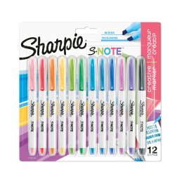 Surligneur Sharpie S-Note couleurs assorties pastel - Blister de 12