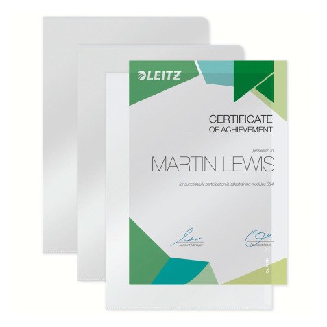 <strong>LEITZ A4 PVC Plastic Corner Sheet Protectors 10/100th - Pack of 10</strong>