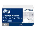 Serviette Cocktail Tork ouate blanche 2 plis 24 x 24 cm - Paquet de 200