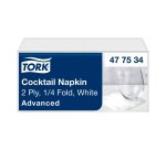 Tovaglioli Tork Cocktail 24 x 24cm – piegatura ¼ - bianco - 200 unità
