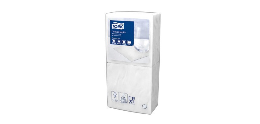 Cocktailservet tissue 2-laags 24 x 24 cm, wit - Pak van 200